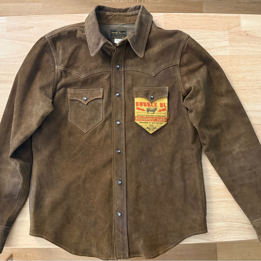 RRL Brown Roughout Suede Men's Overshirt Size Small